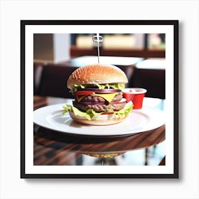 Hamburger On A Plate 16 Art Print