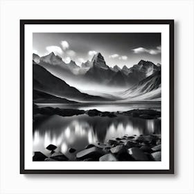 Black And White Mountain Landscape 6 Art Print