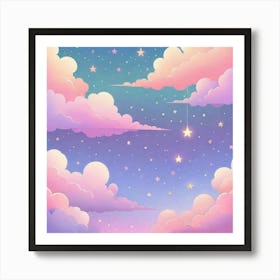 Sky With Twinkling Stars In Pastel Colors Square Composition 274 Art Print