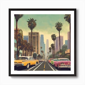 Vintage Cars In Los Angeles 1 Art Print