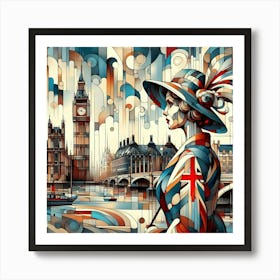 Abstract Art English lady in London 6 Art Print