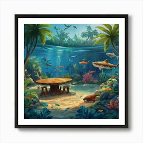 Default Aquarium With Coral Fishsome Shark Fishes View From Th 2 (1) Art Print