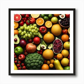 Variety Of Fruits And Vegetables Art Print