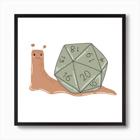 D20 dice snail dungeons and dragons Art Print