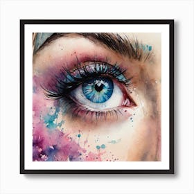Watercolor Of A Woman'S Eye 2 Art Print