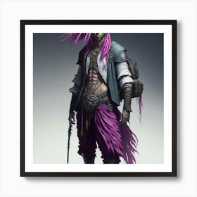 Warrior With Purple Hair Art Print