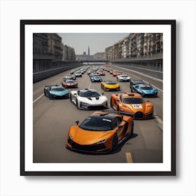 Supercars On The Road Art Print