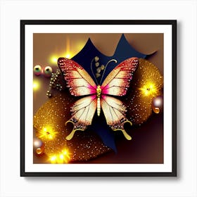 Butterfly With Pearls Art Print