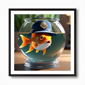 Police Fish In A Bowl Art Print