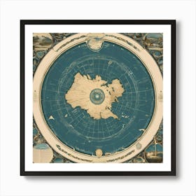Antarctic Map Art Print