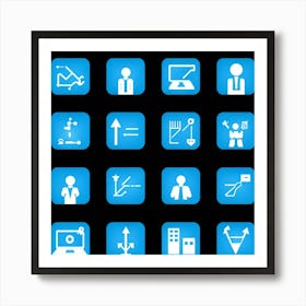 People Control Holiday Set Mass Media Service Device Icon Food Industry Blue Information (3) 2 Art Print