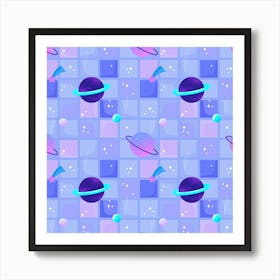 Seamless Pattern With Planets Art Print