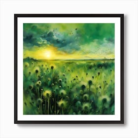 Dandelions At Sunset Art Print