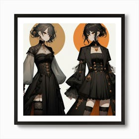 Two Gothic Girls 1 Art Print