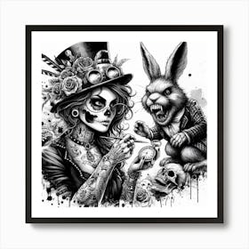 Dead Girl With Bunny Art Print