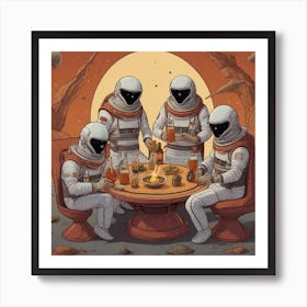 Astronauts At A Table Eat Tajin Art Print
