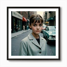 Young Audrey Hepburn On The Street Art Print