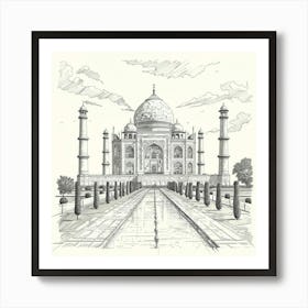 A Taj Mahal In Agra Hand Drawn Sketch Illustrati 1719953542 1 Art Print