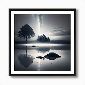 Night Sky With Trees Art Print