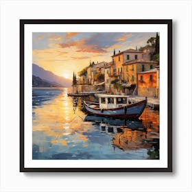 Sunset At The Harbor Art Print