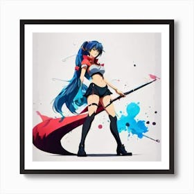 Anime Girl Holding A Sword Art Print