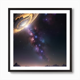 Spaceship In Space Art Print