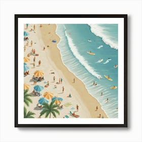 Illustration Of A Beach Scene 2 Art Print