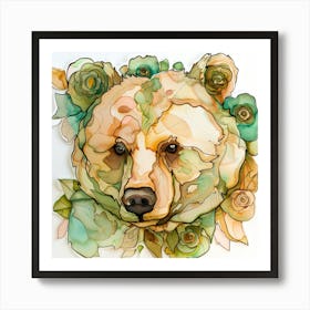 Bear With Roses 2 Art Print