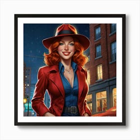 Woman In A Red Coat Art Print