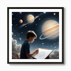 Sketching the Cosmos: A Child’s Imagination Unbound Art Print