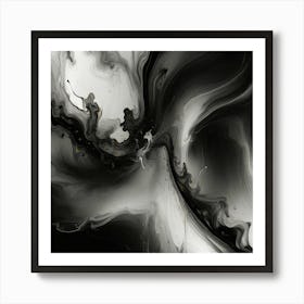 Abstract Black And White Painting 3 Art Print