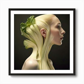 Firefly Surreal Side Profile Of A Rhubarb Woman 19499 (2) Art Print