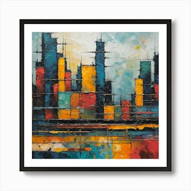 Abstract Cityscape Bauhaus Vibrant colors Art Print