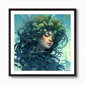 Girl With Green Hair 1 Art Print