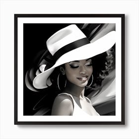 Black Woman In White Hat Art Print