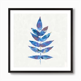 Botanical Watercolour Leave Blue Purple Square Art Print