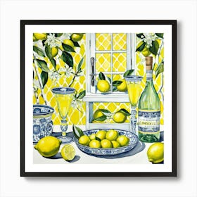 Lemons And Wine Art Print