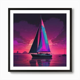 Sunset Sailboat 12 Art Print