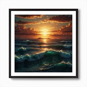 Sunset Over The Ocean Art Print