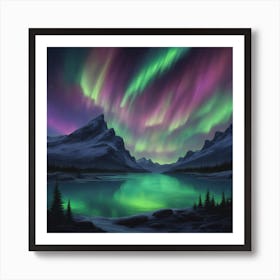 A Breathtaking View Of The Northern Lights Dancing Across A Starry Night Sky Art Print