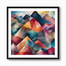 Abstract Colourful Geometric Mountains 3 Art Print