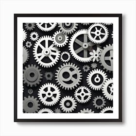 Gears Seamless Pattern 5 Art Print