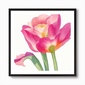 Tulip Rose Painted In Watercolor 1 1 Art Print