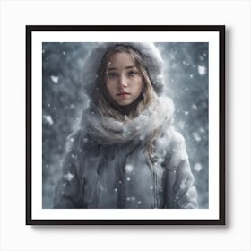 Snow Fell On A Girl From The Sky Art Print