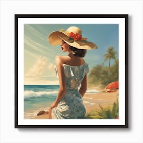 Pin-Up Beach Hat Day Art Print