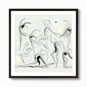 line art Dancers 3 Art Print