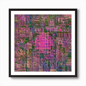 Pink Computer Circuit Board Art Print