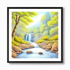 Waterfall In The Forest 2 Art Print