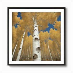 Bigtooth Aspen Vintage Autumn Tree Print Art Print 2 Art Print