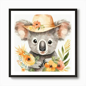 Floral Baby Koala Nursery Illustration (27) 1 Art Print